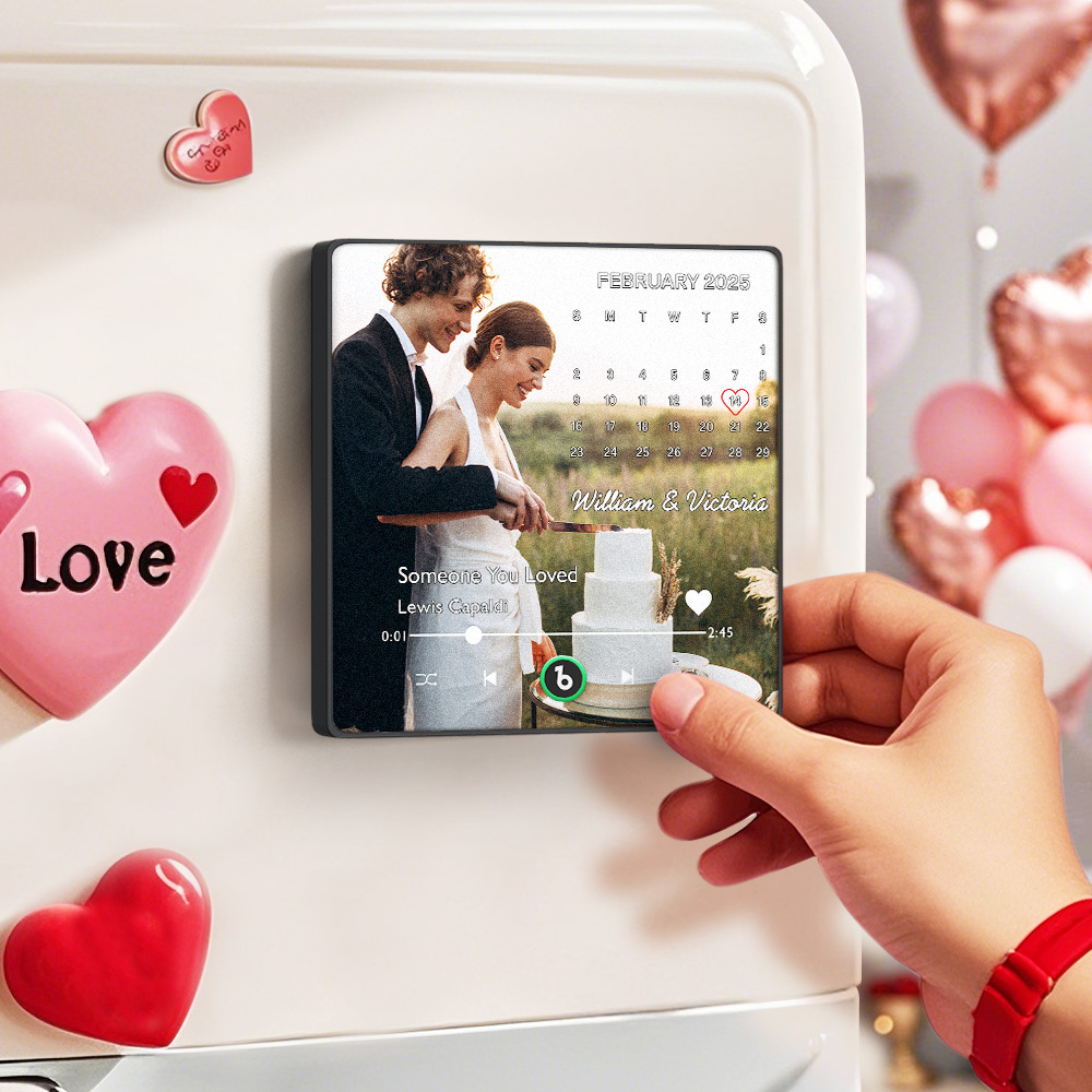 Personalisierter Foto-musik-kühlschrankmagnet Mit Individuellem Datum, Einzigartiges Hochzeitsgeschenk Für Paare - Fridgebeatsde