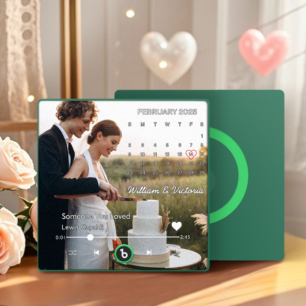 Personalisierter Foto-musik-kühlschrankmagnet Mit Individuellem Datum, Einzigartiges Hochzeitsgeschenk Für Paare - Fridgebeatsde