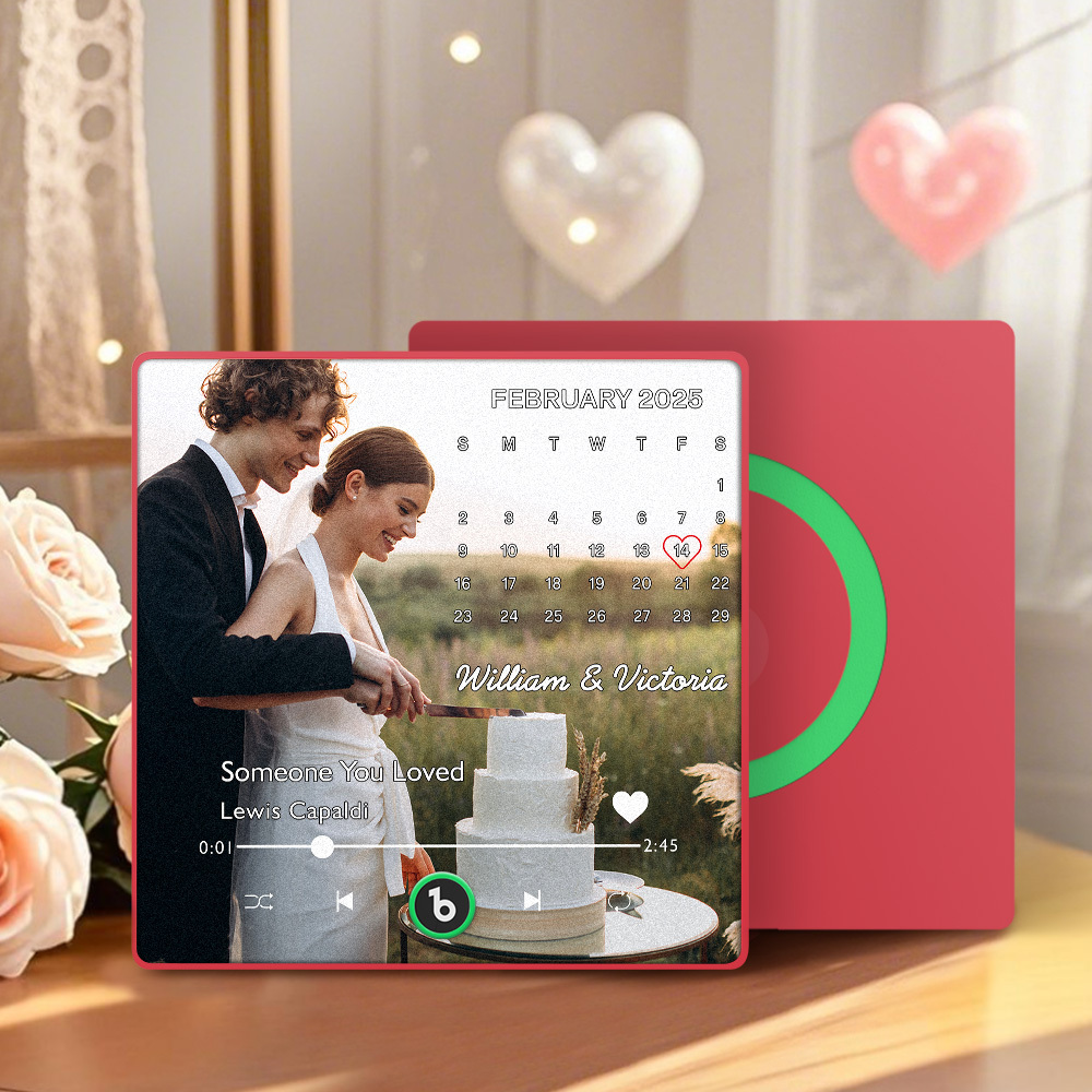 Personalisierter Foto-musik-kühlschrankmagnet Mit Individuellem Datum, Einzigartiges Hochzeitsgeschenk Für Paare - Fridgebeatsde