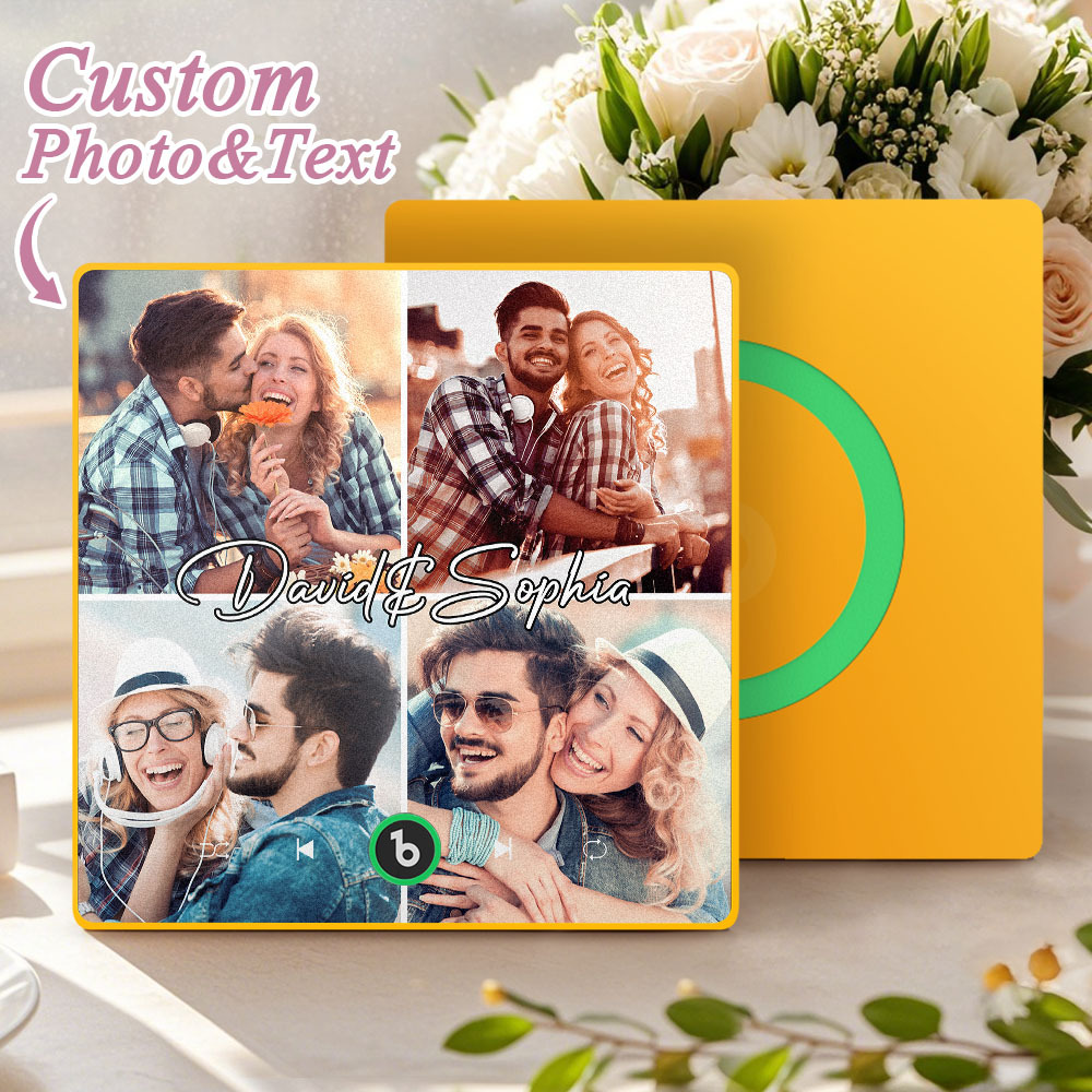 Personalisierter Musik-kühlschrankmagnet, Personalisiertes Geschenk, 4 Foto-namensmagnet, Spieluhr, Valentinstagsgeschenk, Jubiläumsgeschenk, Spieluhr, Song-geschenk - Fridgebeatsde
