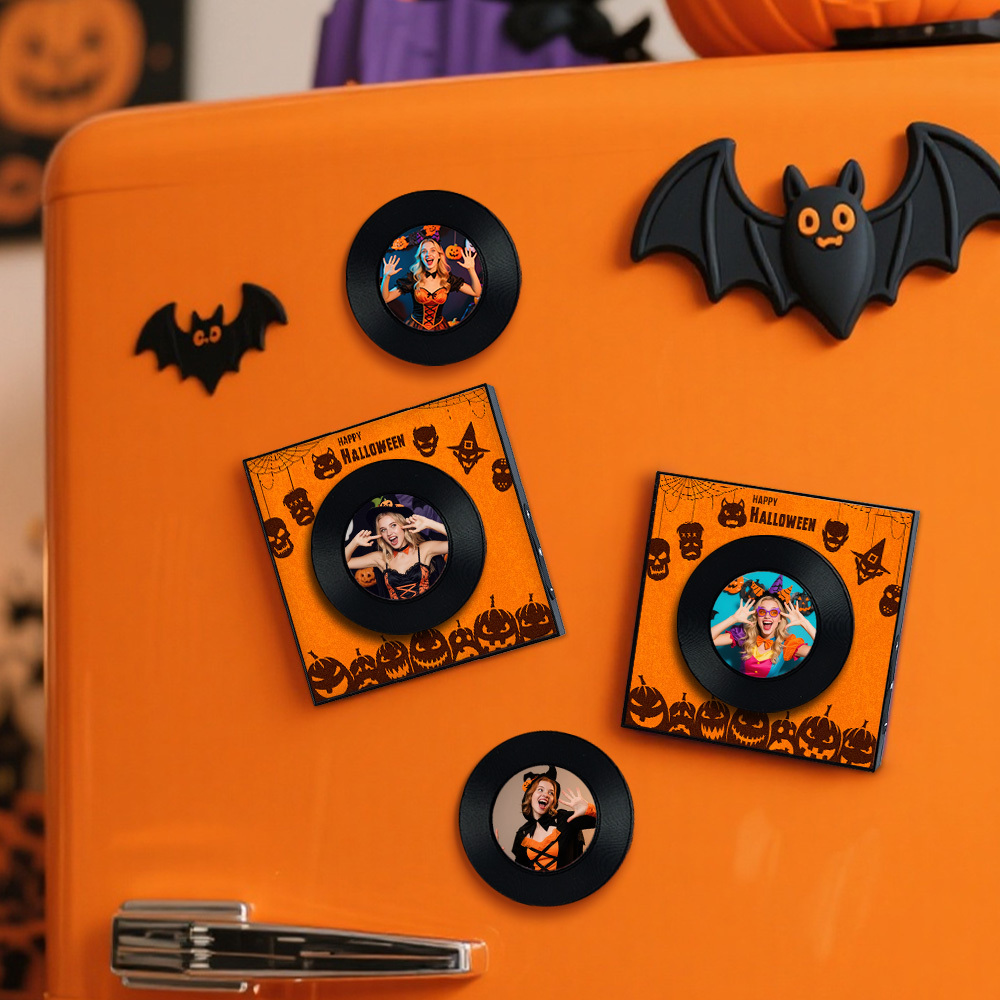 Halloween-kühlschrankmagnet, Individueller Musik- Und Foto-kühlschrankmagnet, Kann 1–6 Schallplatten Und Lieder Individuell Gestalten, Personalisiertes Vintage-fotolied, Das Musik Abspielen Kann, Halloween-geschenke Für Paare - Fridgebeatsde