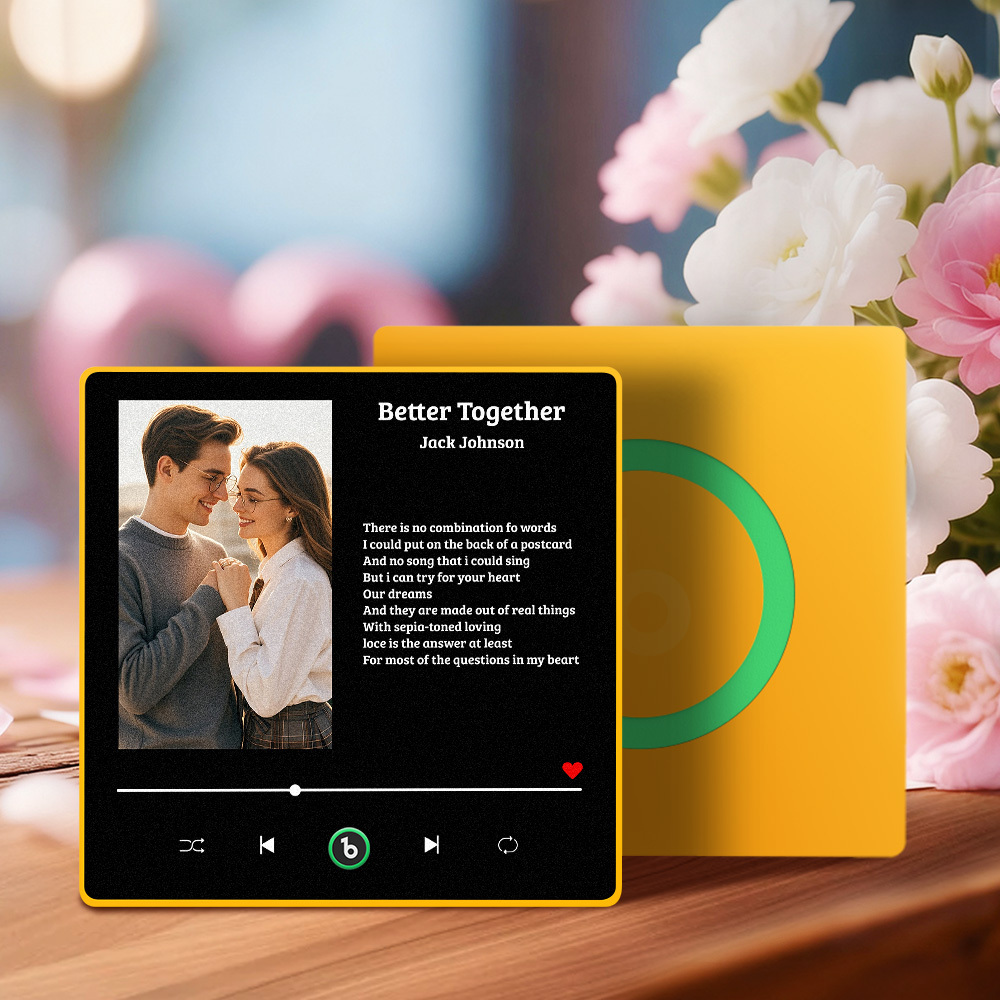 Personalisierter Kühlschrankmagnet Mit Songtext, Individuell Gestaltet Mit Foto Eines Paares, Interaktives Geschenk - Fridgebeatsde