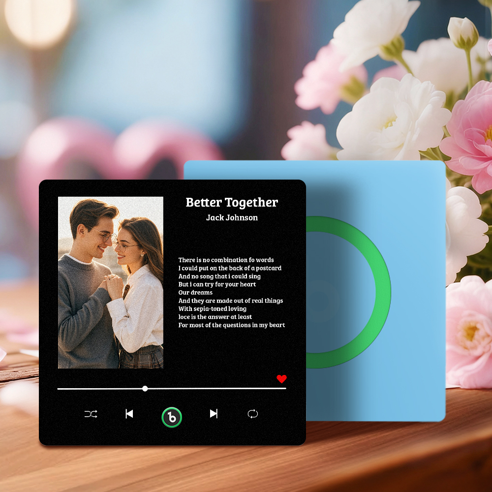 Personalisierter Kühlschrankmagnet Mit Songtext, Individuell Gestaltet Mit Foto Eines Paares, Interaktives Geschenk - Fridgebeatsde