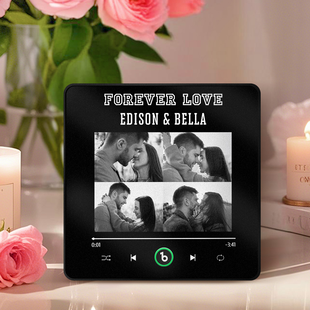 Personalisierter Musik-kühlschrankmagnet Mit 4 Fotos – Ideales Geschenk Zum Valentinstag Oder Jahrestag Für Den/die Liebste/n - Fridgebeatsde