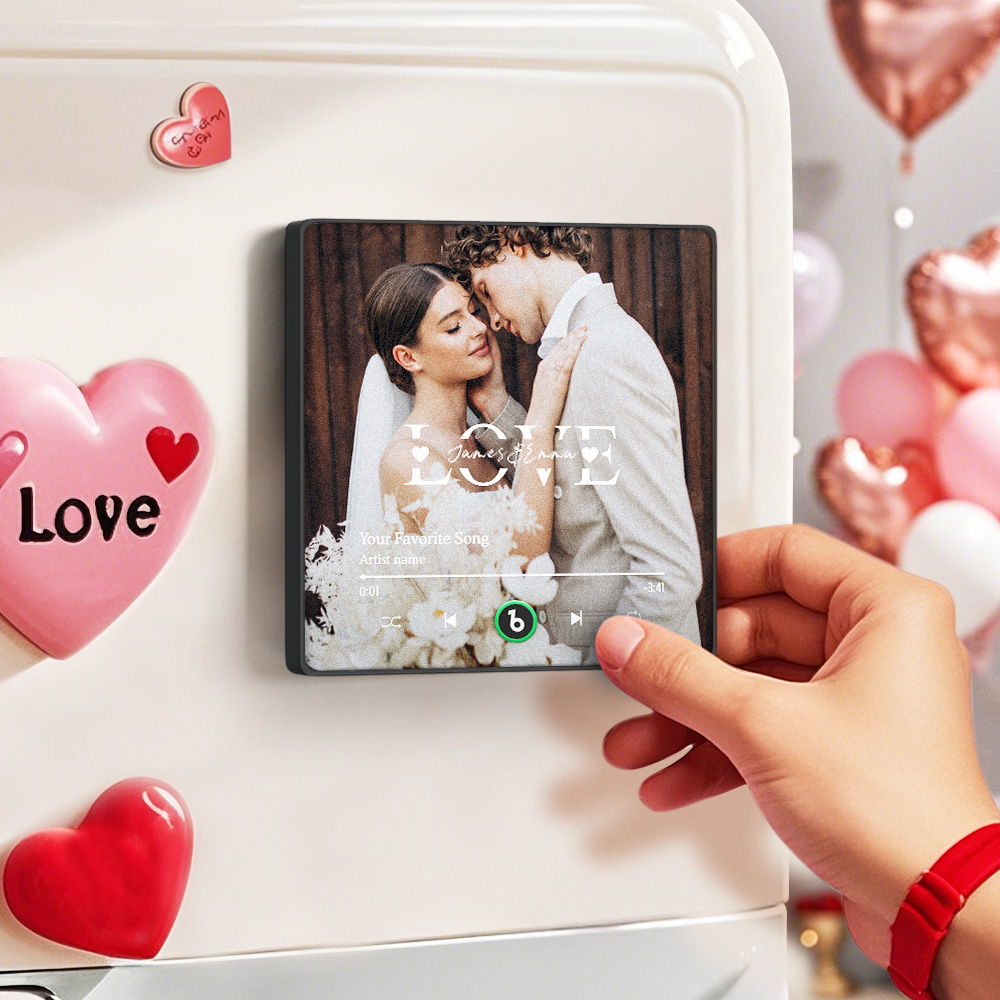 Personalisierter Kühlschrankmagnet Mit Foto-spieluhr – Liebesbotschaft, Herzliches Geschenk Für Paare, Individuelles Valentinstagsgeschenk