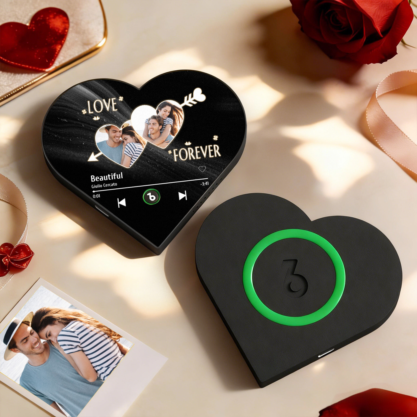 Personalisierter Herzförmiger Kühlschrankmagnet Mit Musikfoto – Romantisches Geschenk Für Paare Zum Valentinstag - Fridgebeatsde