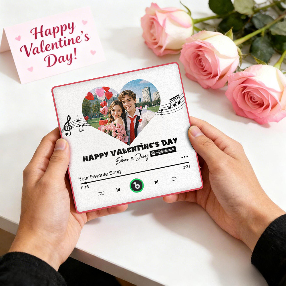 Personalisierter Musik-player-kühlschrankmagnet Mit Foto, Individueller Paar-magnet, Romantisches Jubiläumsgeschenk Zum Valentinstag - Fridgebeatsde