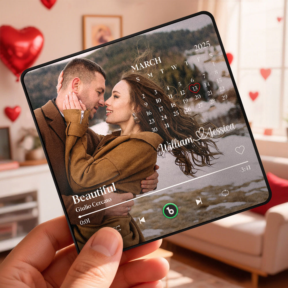 Personalisierter Kalender-musik-kühlschrankmagnet Mit Foto Und Namen – Ideales Geschenk Zum Valentinstag, Jahrestag Oder Zur Hochzeit. - Fridgebeatsde