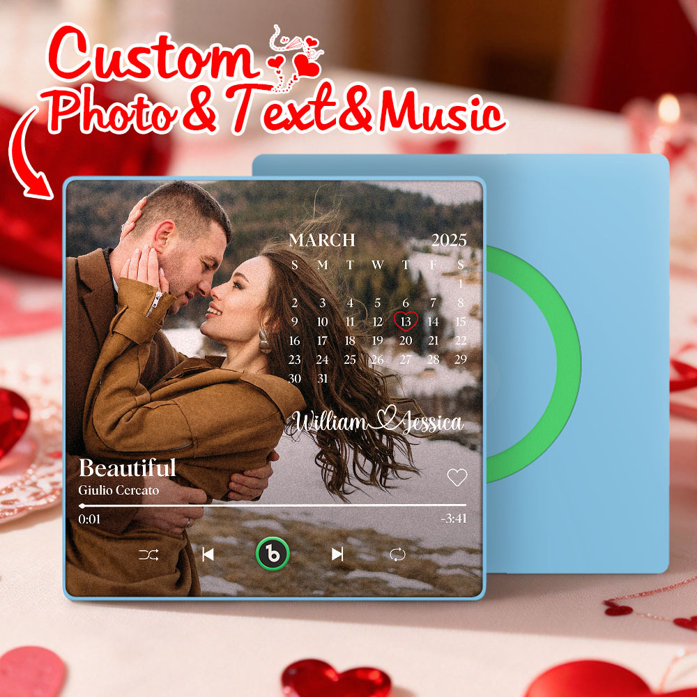 Personalisierter Kalender-musik-kühlschrankmagnet Mit Foto Und Namen – Ideales Geschenk Zum Valentinstag, Jahrestag Oder Zur Hochzeit. - Fridgebeatsde
