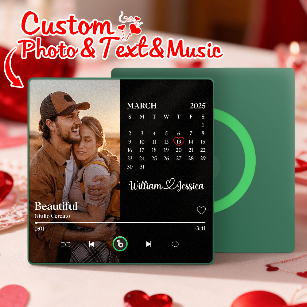 Personalisierter Kalender-musik-kühlschrankmagnet Mit Foto Und Namen – Ideales Geschenk Zum Valentinstag, Jahrestag Oder Zur Hochzeit. - Fridgebeatsde