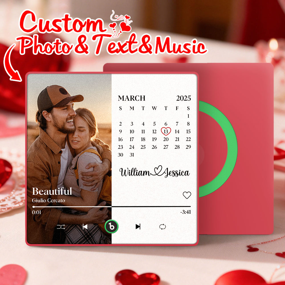 Personalisierter Kalender-musik-kühlschrankmagnet Mit Foto Und Namen – Ideales Geschenk Zum Valentinstag, Jahrestag Oder Zur Hochzeit. - Fridgebeatsde