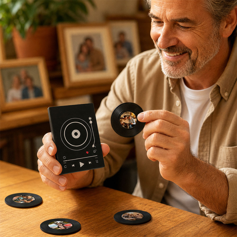 Personalisierter Vinyl-Schallplatten-Musik-Kühlschrankmagnet – individueller Foto- und Song-Wiedergabemagnet, Retro-Musik-Wanddekoration, Geschenk für Fans - Fridgebeatsde