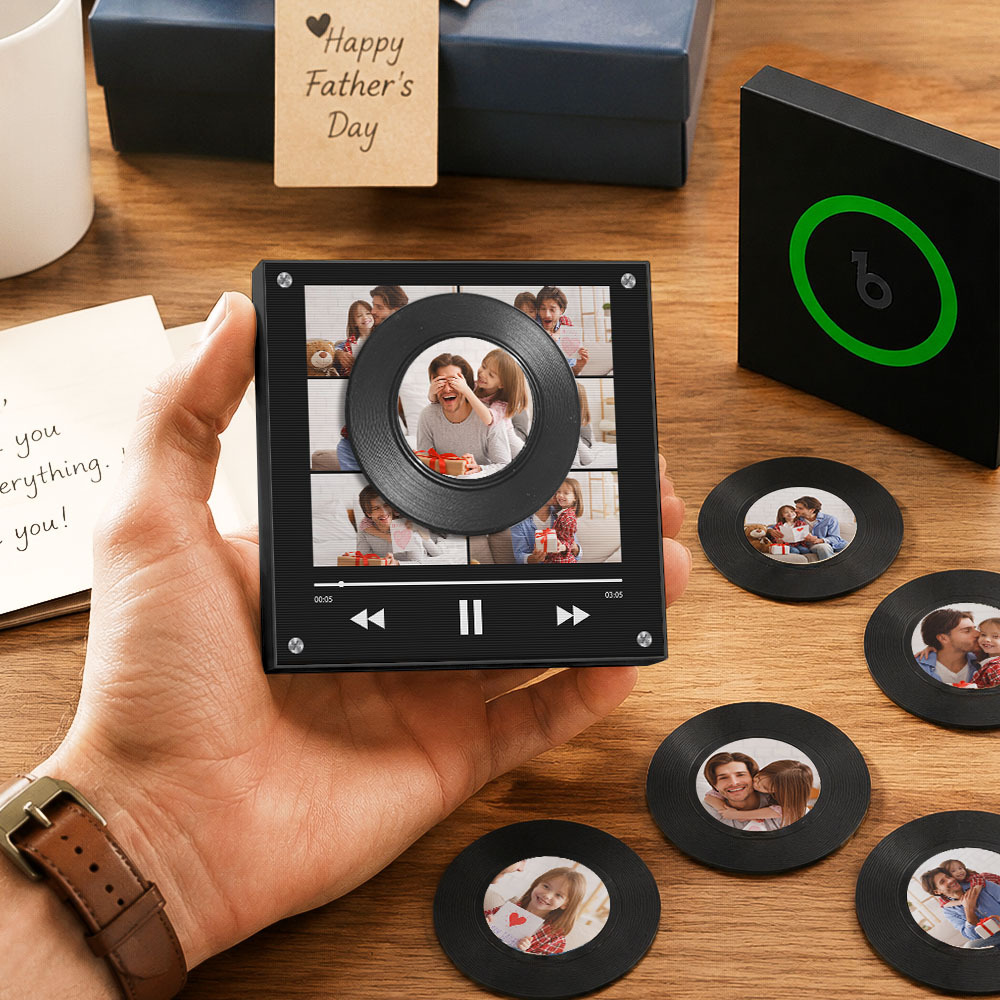 Personalisierter Vinyl-Schallplatten-Musik-Kühlschrankmagnet – individueller Foto- und Song-Wiedergabemagnet, Retro-Musik-Wanddekoration, Geschenk für Fans - Fridgebeatsde