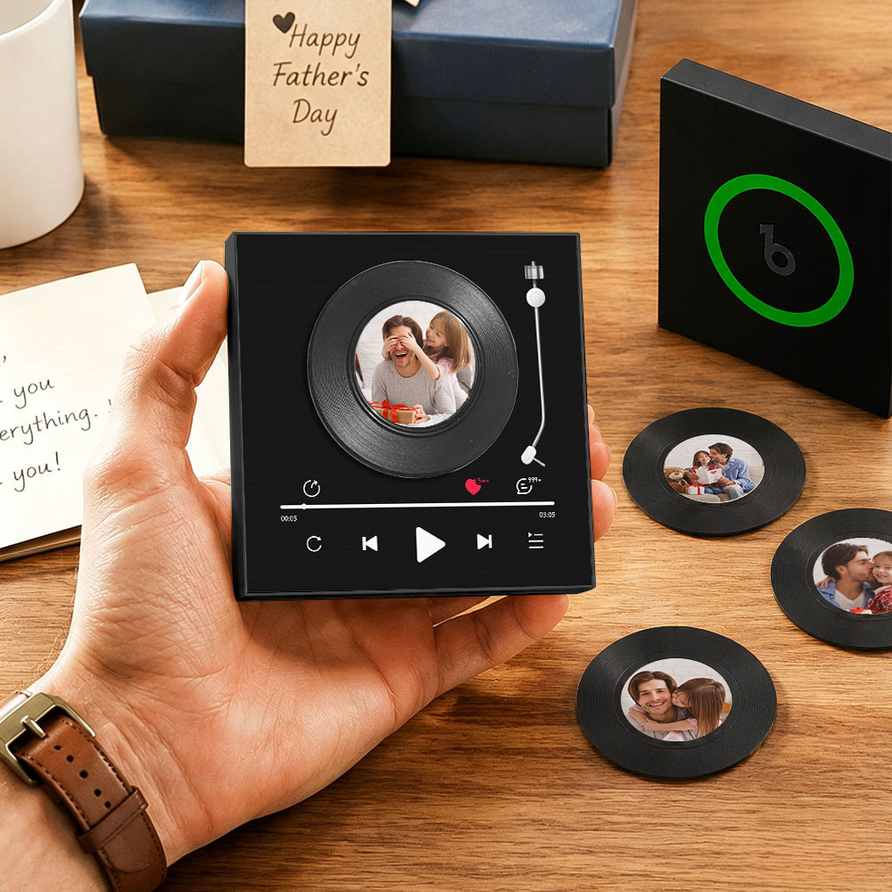 Personalisierter Vinyl-Schallplatten-Musik-Kühlschrankmagnet – individueller Foto- und Song-Wiedergabemagnet, Retro-Musik-Wanddekoration, Geschenk für Fans - Fridgebeatsde