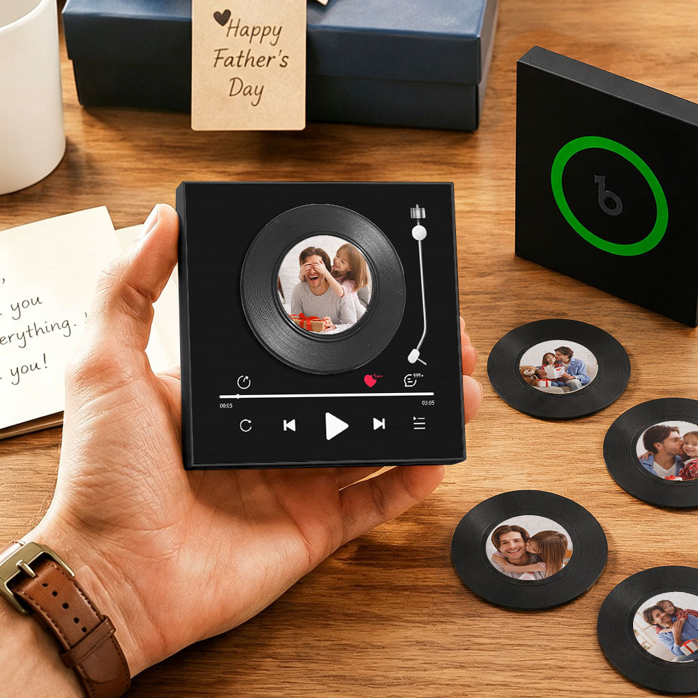 Personalisierter Vinyl-Schallplatten-Musik-Kühlschrankmagnet – individueller Foto- und Song-Wiedergabemagnet, Retro-Musik-Wanddekoration, Geschenk für Fans - Fridgebeatsde