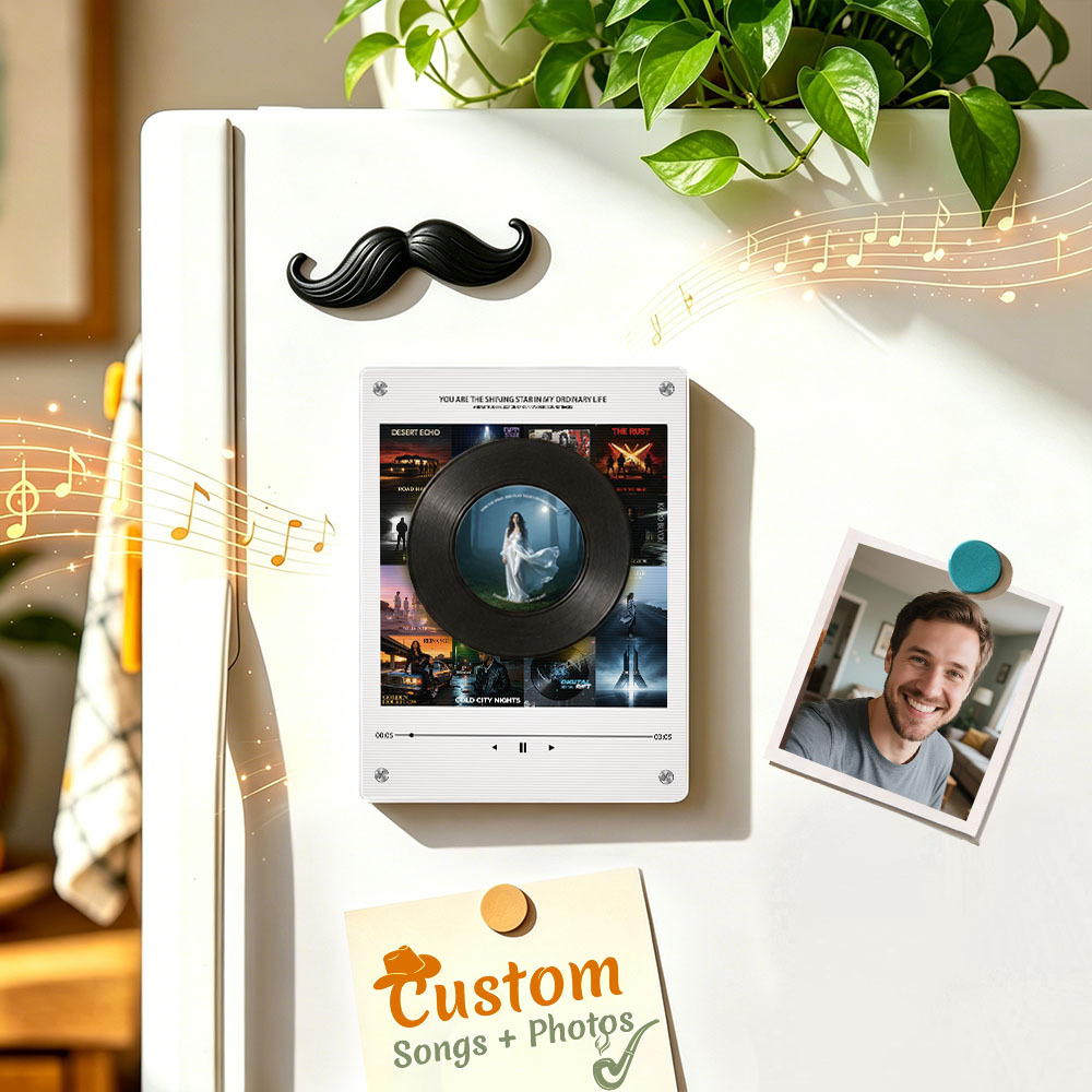 Personalisierter Schallplatten-Musik-Kühlschrankmagnet – Individueller Foto- Und Song-Wiedergabemagnet, Retro-Musik-Wanddekoration, Geschenk Für Paare - Fridgebeatsde