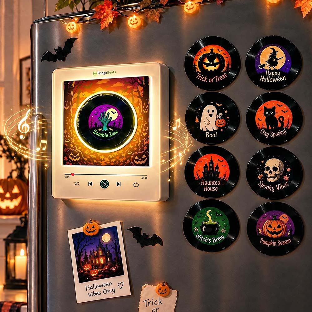Halloween-NFC-Musik-Kühlschrankmagnet-Set – Spooky Vibes Playlist Für Küchendekoration Und Geschenk - Fridgebeatsde