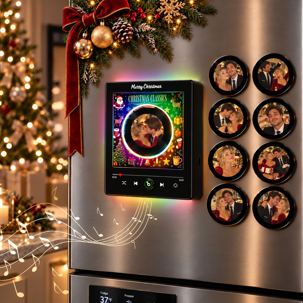 Personalisierter Musik-Kühlschrankmagnet – Individuelle Foto-Schallplatten, Individueller Foto-Song-Magnet, Weihnachtsgeschenke - Fridgebeatsde