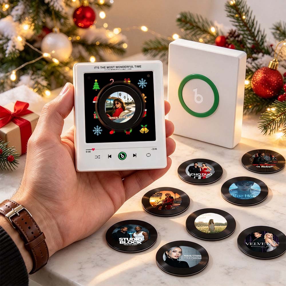 Benutzerdefinierte Weihnachtsfoto- Und Musik-Vinyl-Kühlschrankmagnete Mit Rotierender Schallplatte Custom Records V6.0 - Fridgebeatsde