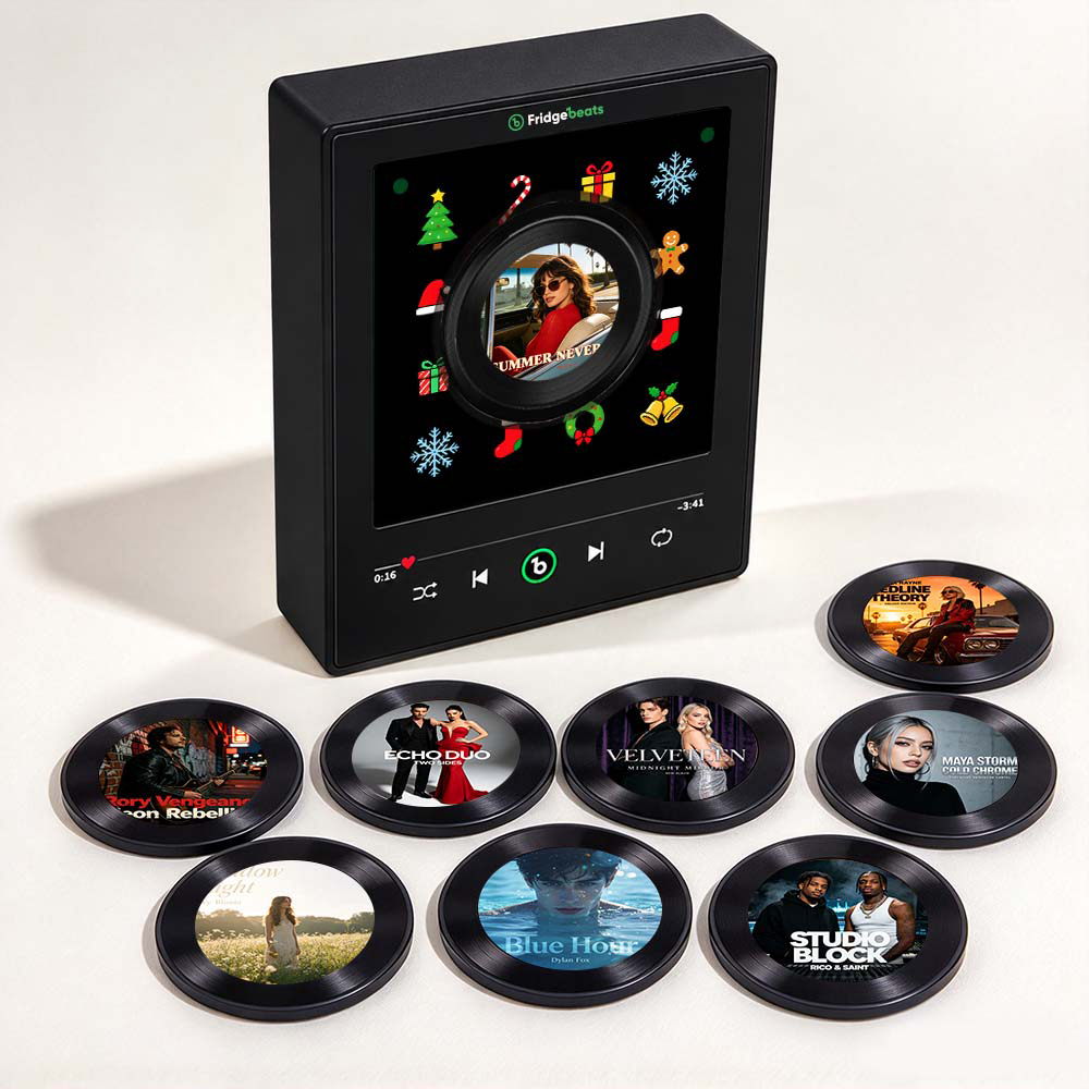 Benutzerdefinierte Weihnachtsfoto- Und Musik-Vinyl-Kühlschrankmagnete Mit Rotierender Schallplatte Custom Records V6.0 - Fridgebeatsde