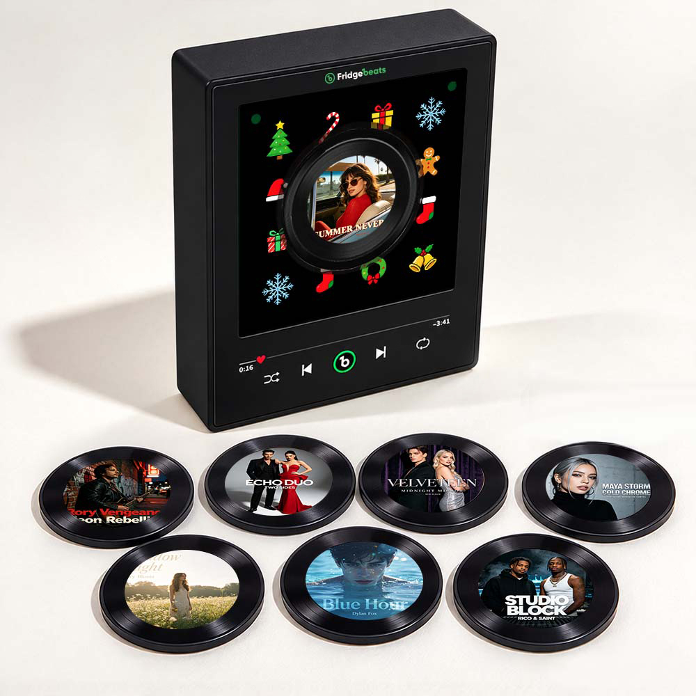 Benutzerdefinierte Weihnachtsfoto- Und Musik-Vinyl-Kühlschrankmagnete Mit Rotierender Schallplatte Custom Records V6.0 - Fridgebeatsde