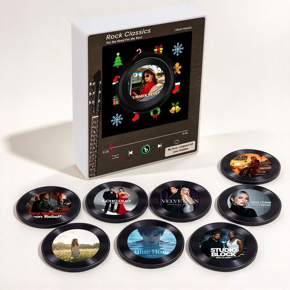 Rockmusik-Mini-Vinyl-Schallplatten-Musikplayer Mit 9 Discs Für Gitarrenliebhaber - Fridgebeatsde