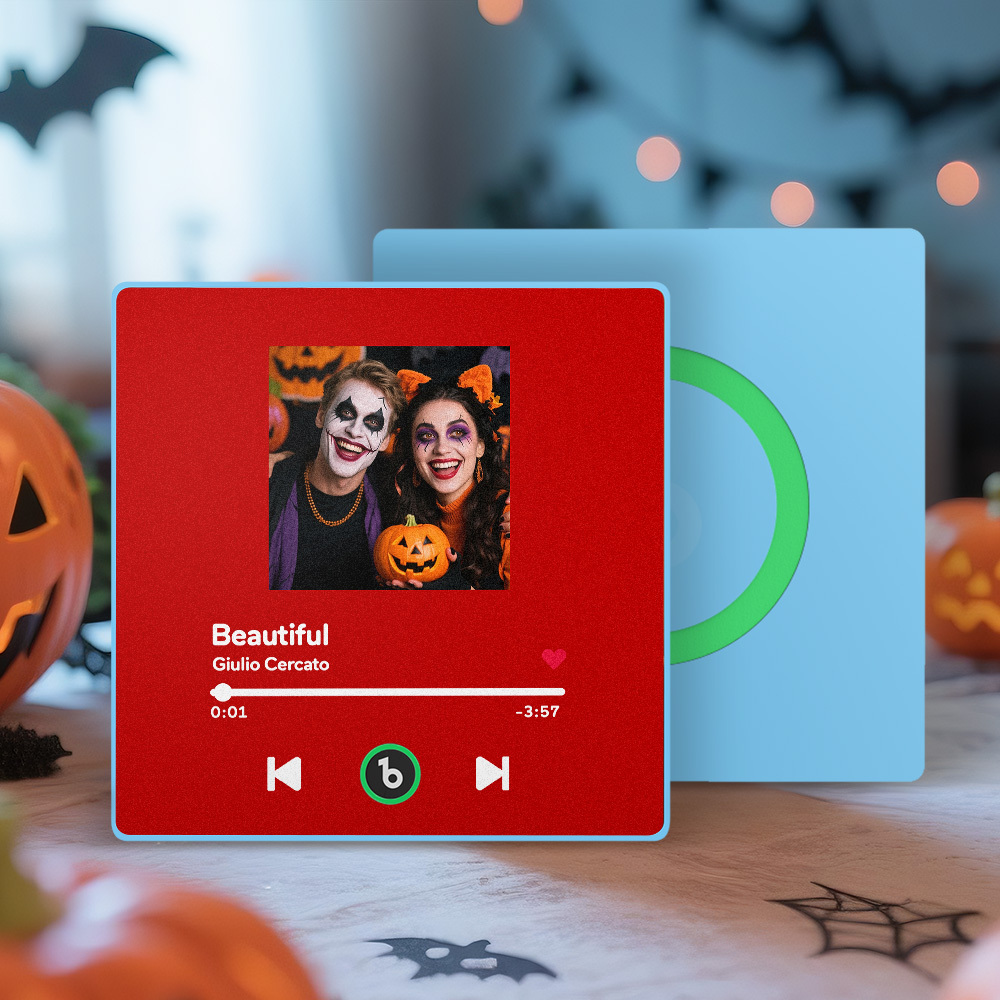 Personalisierter Musik-kühlschrankmagnet, Bunter Rahmen, Personalisierter Album-kühlschrankmagnet, Der Lied Abgespielt Werden Kann, Halloween-geschenk Für Paare - Fridgebeatsde