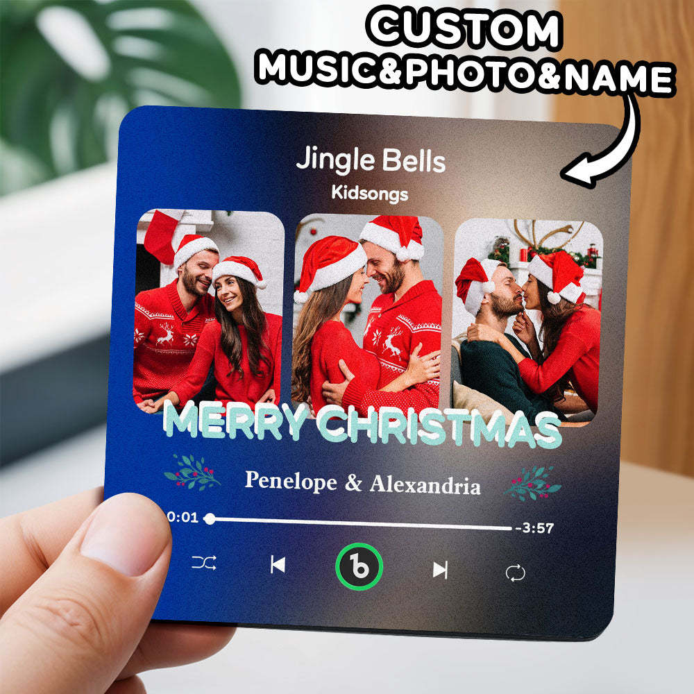 Benutzerdefinierter Musik-kühlschrankmagnet Mit 3 Fotos Fridgebeats Pro Unterstützt Bluetooth-konnektivität Weihnachtsgeschenke - Fridgebeatsde