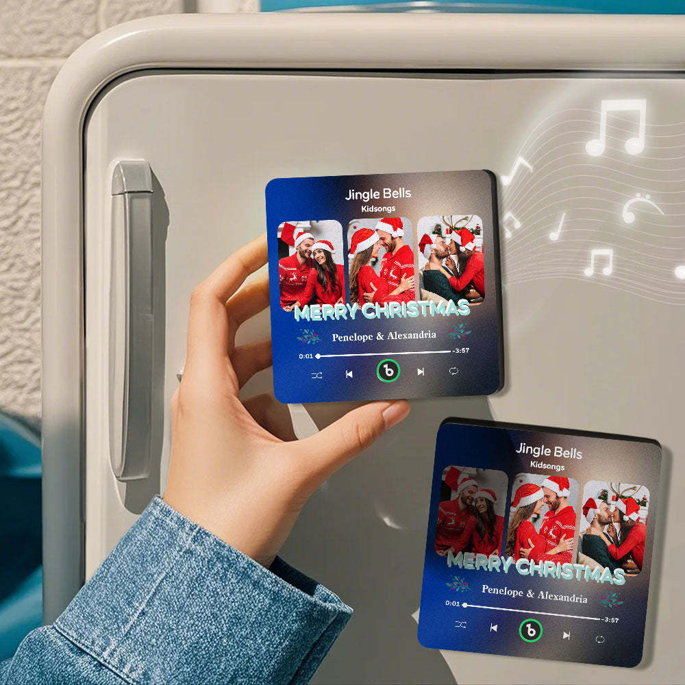 Benutzerdefinierter Musik-kühlschrankmagnet Mit 3 Fotos Fridgebeats Pro Unterstützt Bluetooth-konnektivität Weihnachtsgeschenke - Fridgebeatsde