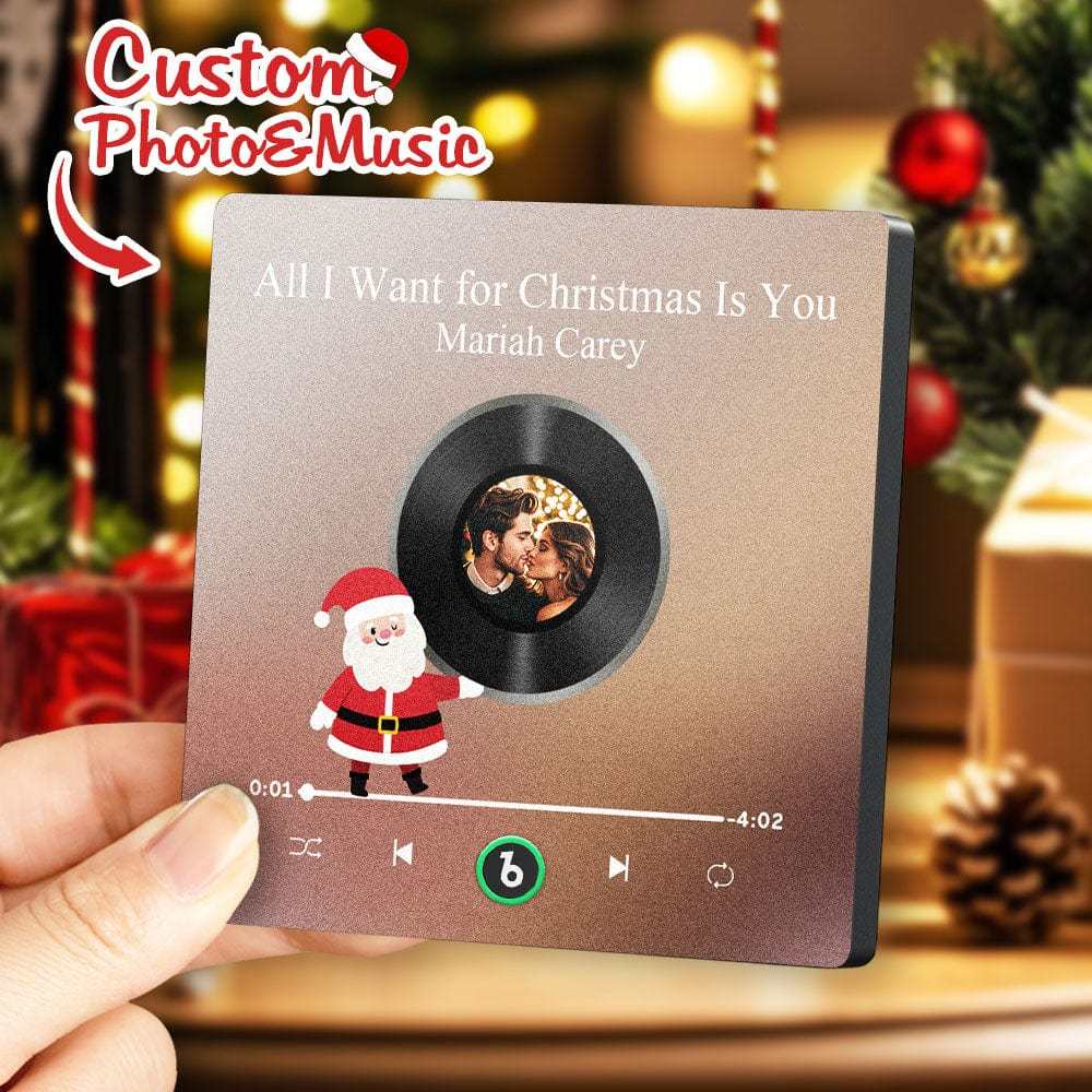 Personalisierter Musik-kühlschrankmagnet, Personalisiertes Foto, Bunter Weihnachtsmann-kühlschrankmagnet, Musik, Die Abgespielt Werden Kann, Weihnachtsgeschenk - Fridgebeatsde