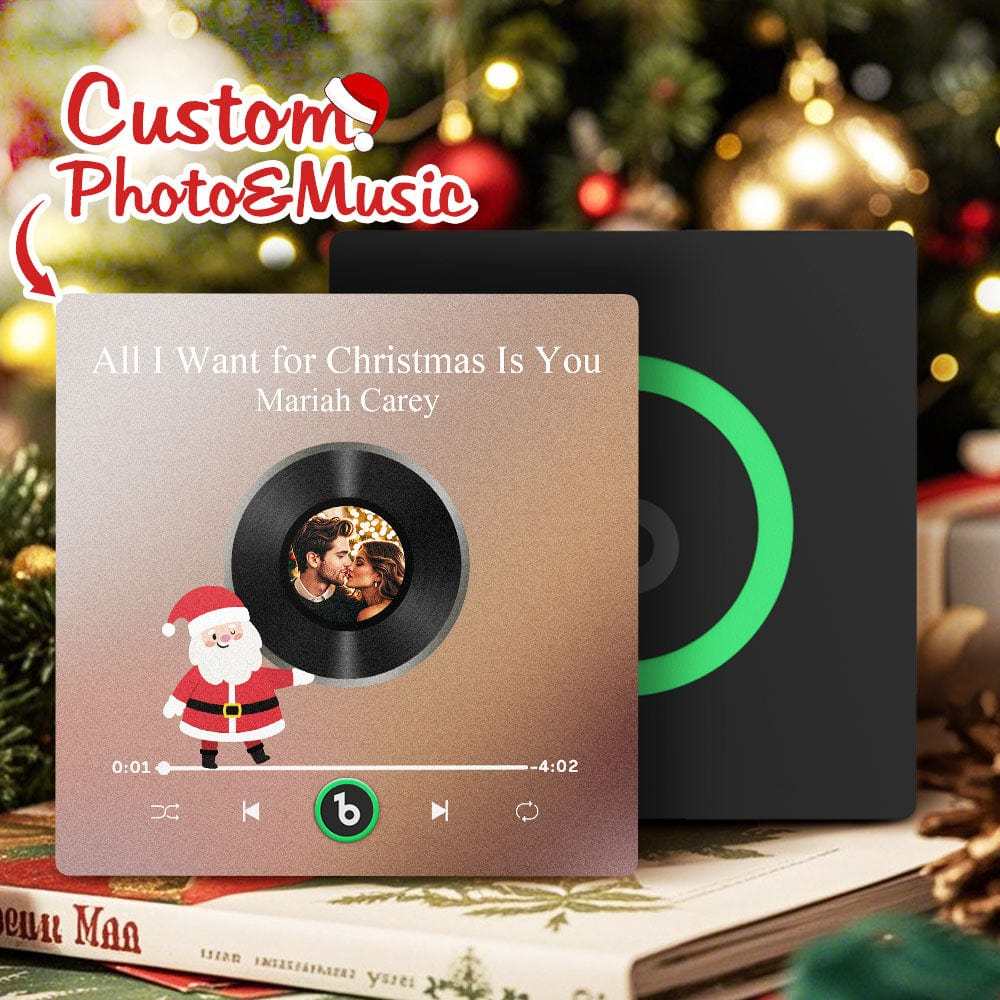 Personalisierter Musik-kühlschrankmagnet, Personalisiertes Foto, Bunter Weihnachtsmann-kühlschrankmagnet, Musik, Die Abgespielt Werden Kann, Weihnachtsgeschenk - Fridgebeatsde