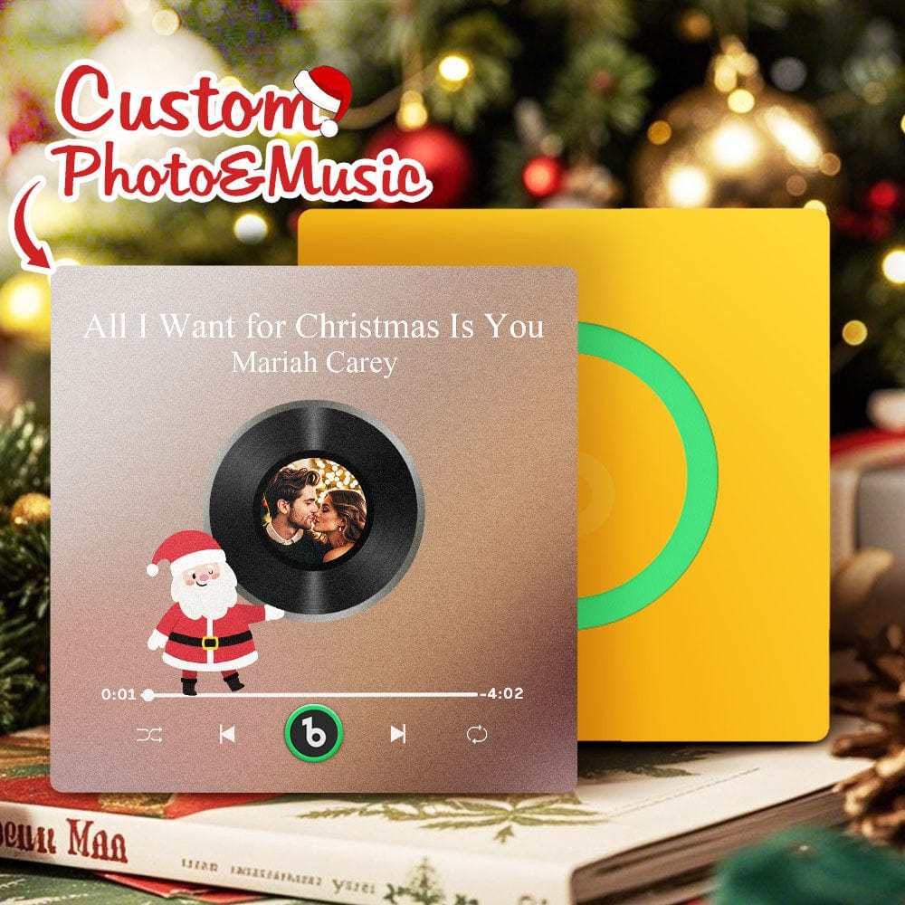 Personalisierter Musik-kühlschrankmagnet, Personalisiertes Foto, Bunter Weihnachtsmann-kühlschrankmagnet, Musik, Die Abgespielt Werden Kann, Weihnachtsgeschenk - Fridgebeatsde
