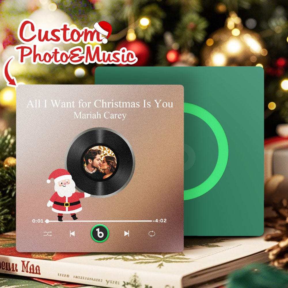 Personalisierter Musik-kühlschrankmagnet, Personalisiertes Foto, Bunter Weihnachtsmann-kühlschrankmagnet, Musik, Die Abgespielt Werden Kann, Weihnachtsgeschenk - Fridgebeatsde