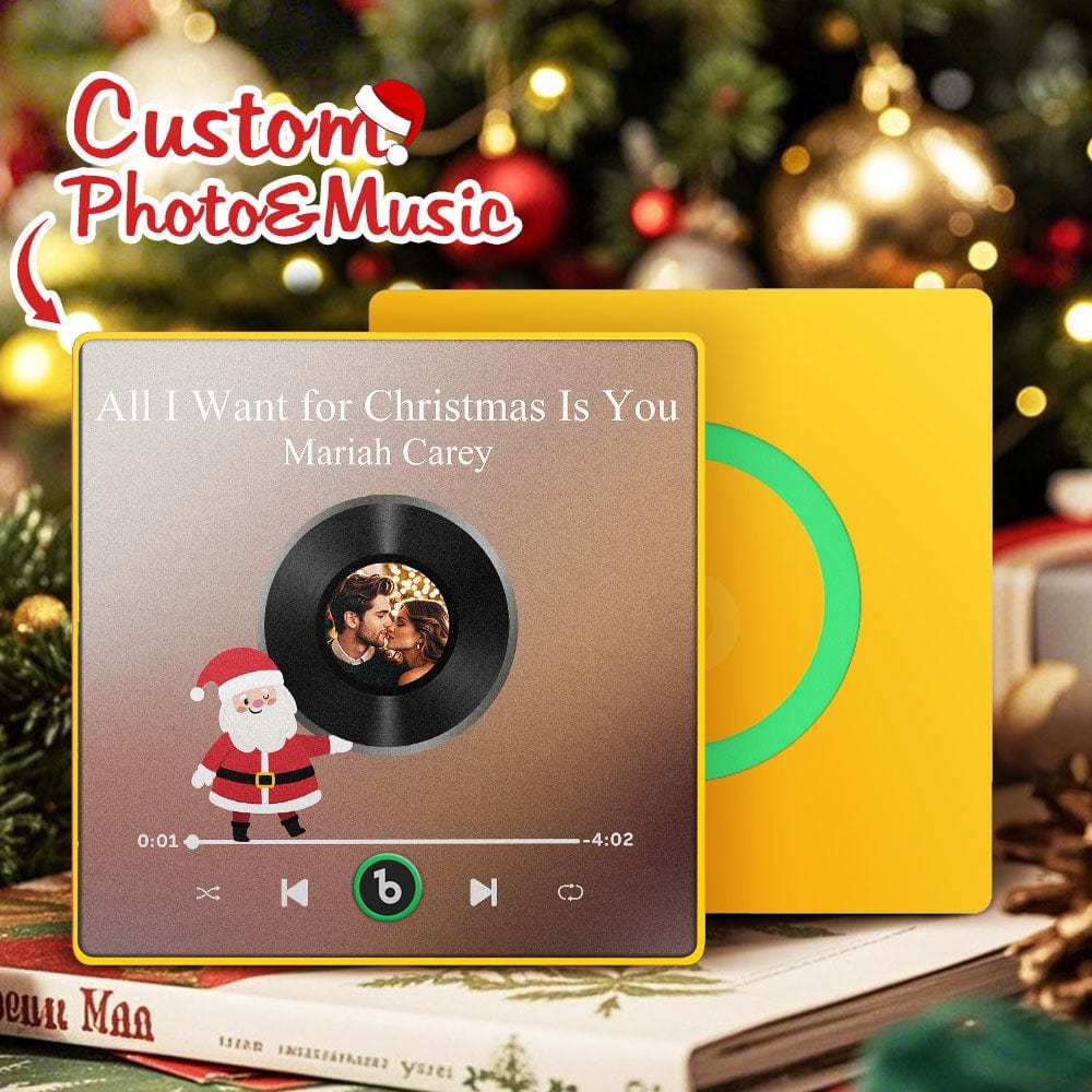 Personalisierter Musik-kühlschrankmagnet, Personalisiertes Foto, Bunter Weihnachtsmann-kühlschrankmagnet, Musik, Die Abgespielt Werden Kann, Weihnachtsgeschenk - Fridgebeatsde