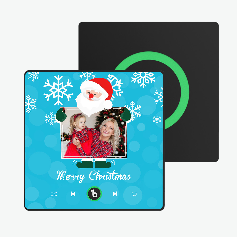 Individueller Kühlschrankmagnet Mit Musik Und Foto, Weihnachtsmann Und Schneeflocken, Kühlschrankmagnet Für Weihnachten - Fridgebeatsde