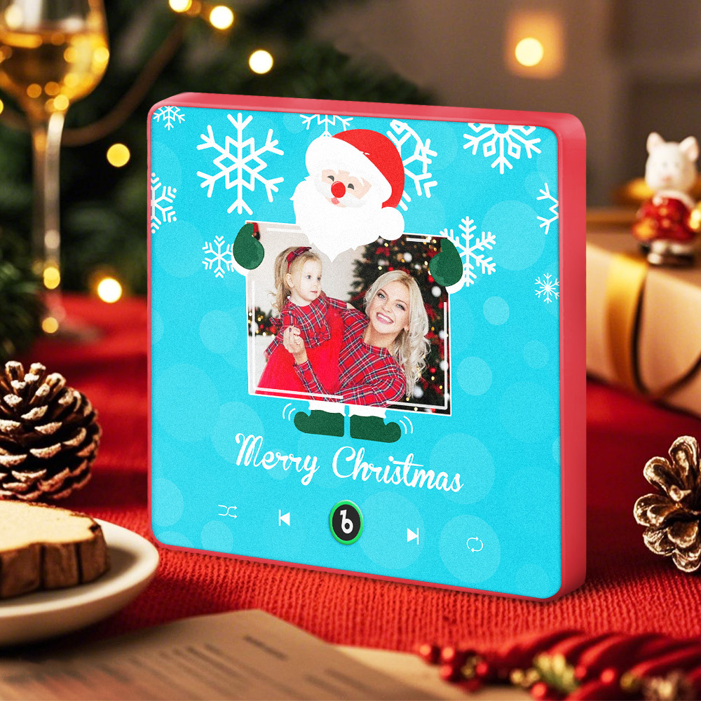 Individueller Kühlschrankmagnet Mit Musik Und Foto, Weihnachtsmann Und Schneeflocken, Kühlschrankmagnet Für Weihnachten - Fridgebeatsde