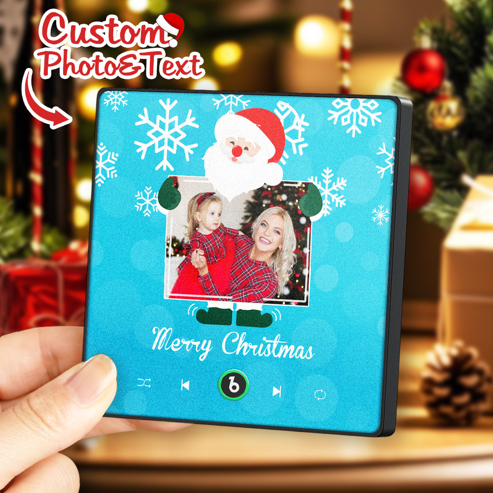 Individueller Kühlschrankmagnet Mit Musik Und Foto, Weihnachtsmann Und Schneeflocken, Kühlschrankmagnet Für Weihnachten - Fridgebeatsde