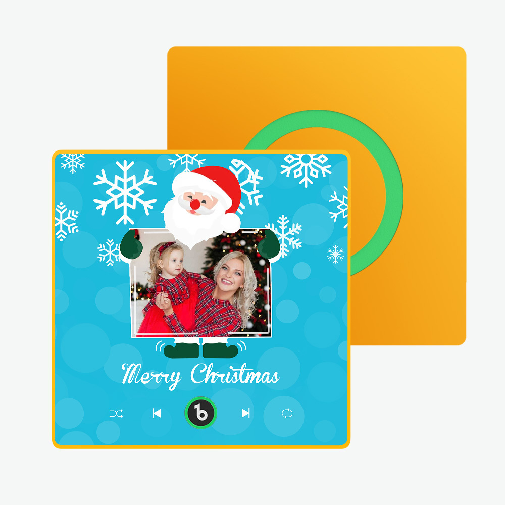 Individueller Kühlschrankmagnet Mit Musik Und Foto, Weihnachtsmann Und Schneeflocken, Kühlschrankmagnet Für Weihnachten - Fridgebeatsde