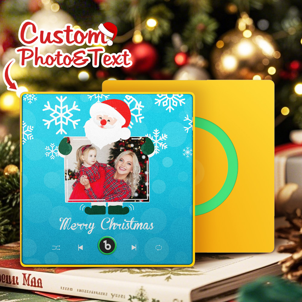Individueller Kühlschrankmagnet Mit Musik Und Foto, Weihnachtsmann Und Schneeflocken, Kühlschrankmagnet Für Weihnachten - Fridgebeatsde