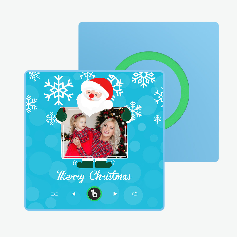 Individueller Kühlschrankmagnet Mit Musik Und Foto, Weihnachtsmann Und Schneeflocken, Kühlschrankmagnet Für Weihnachten - Fridgebeatsde