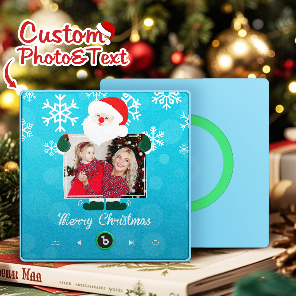 Individueller Kühlschrankmagnet Mit Musik Und Foto, Weihnachtsmann Und Schneeflocken, Kühlschrankmagnet Für Weihnachten - Fridgebeatsde