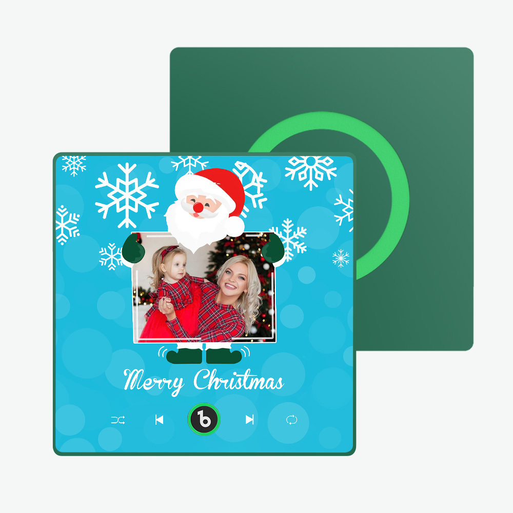 Individueller Kühlschrankmagnet Mit Musik Und Foto, Weihnachtsmann Und Schneeflocken, Kühlschrankmagnet Für Weihnachten - Fridgebeatsde