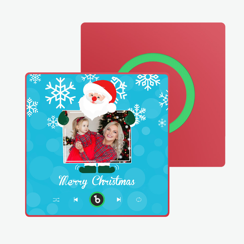 Individueller Kühlschrankmagnet Mit Musik Und Foto, Weihnachtsmann Und Schneeflocken, Kühlschrankmagnet Für Weihnachten - Fridgebeatsde