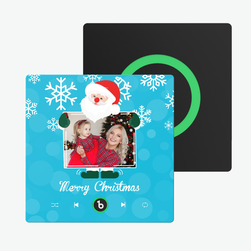 Individueller Kühlschrankmagnet Mit Musik Und Foto, Weihnachtsmann Und Schneeflocken, Kühlschrankmagnet Für Weihnachten - Fridgebeatsde