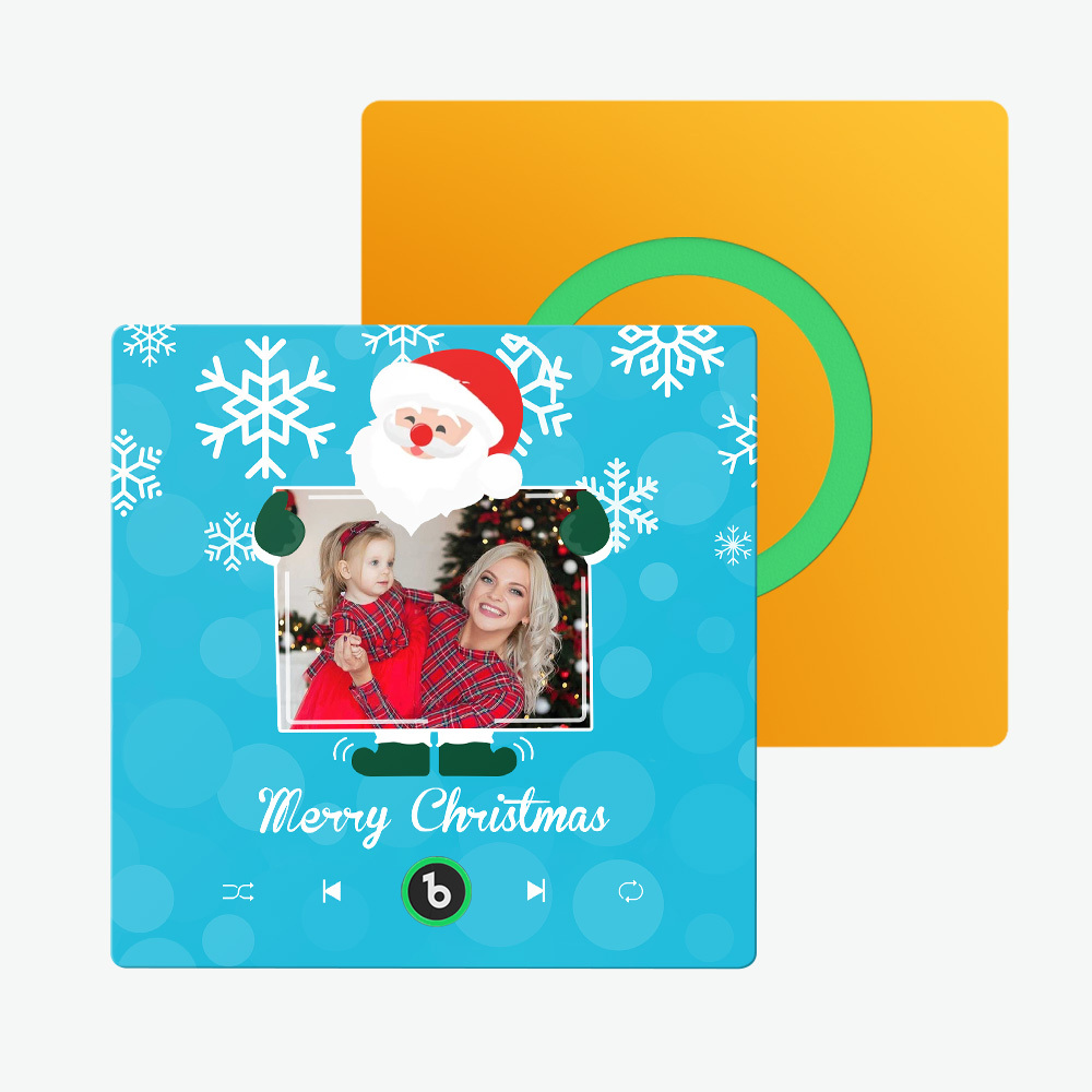 Individueller Kühlschrankmagnet Mit Musik Und Foto, Weihnachtsmann Und Schneeflocken, Kühlschrankmagnet Für Weihnachten - Fridgebeatsde