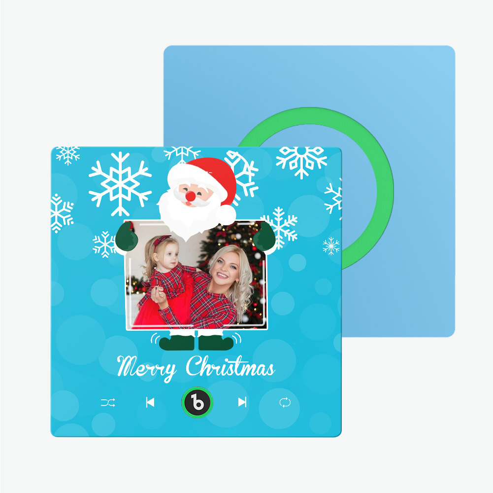 Individueller Kühlschrankmagnet Mit Musik Und Foto, Weihnachtsmann Und Schneeflocken, Kühlschrankmagnet Für Weihnachten - Fridgebeatsde
