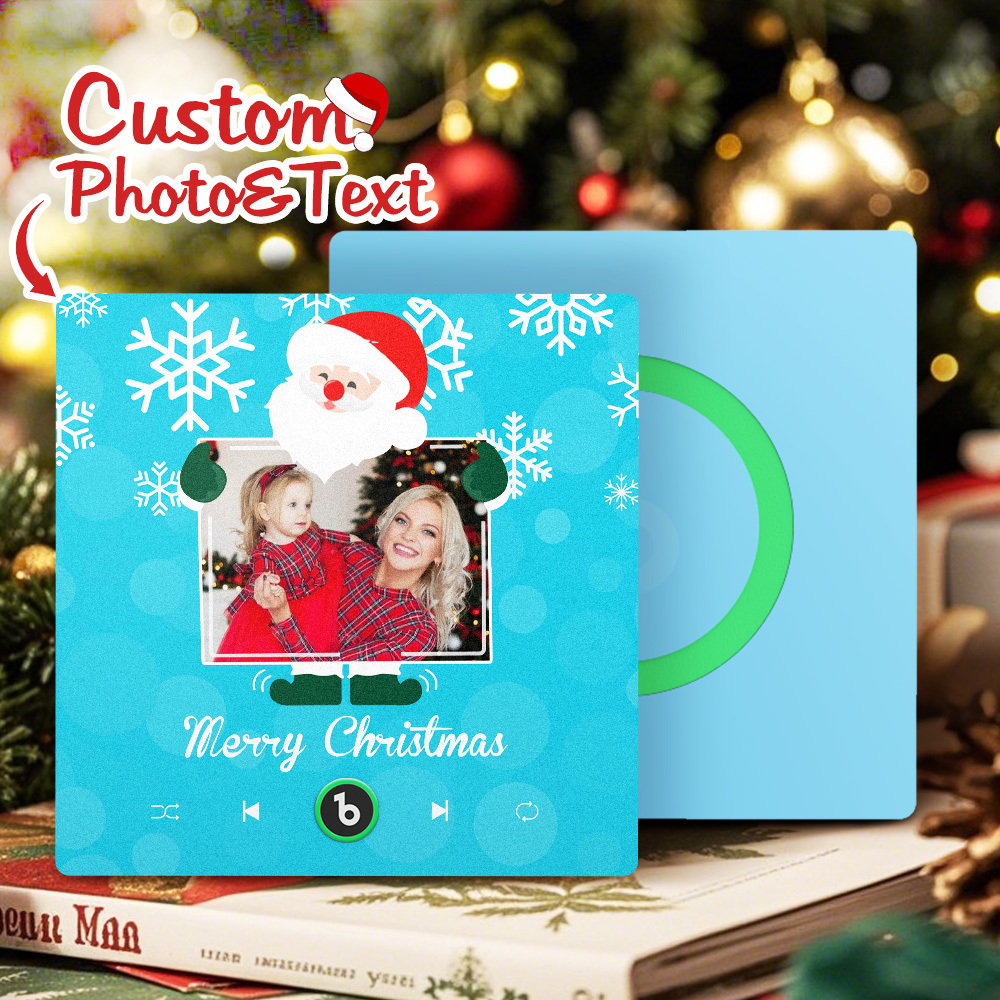 Individueller Kühlschrankmagnet Mit Musik Und Foto, Weihnachtsmann Und Schneeflocken, Kühlschrankmagnet Für Weihnachten - Fridgebeatsde