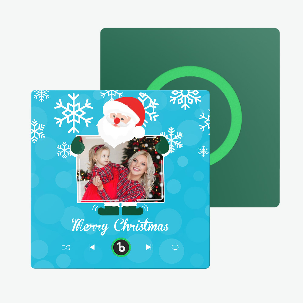 Individueller Kühlschrankmagnet Mit Musik Und Foto, Weihnachtsmann Und Schneeflocken, Kühlschrankmagnet Für Weihnachten - Fridgebeatsde