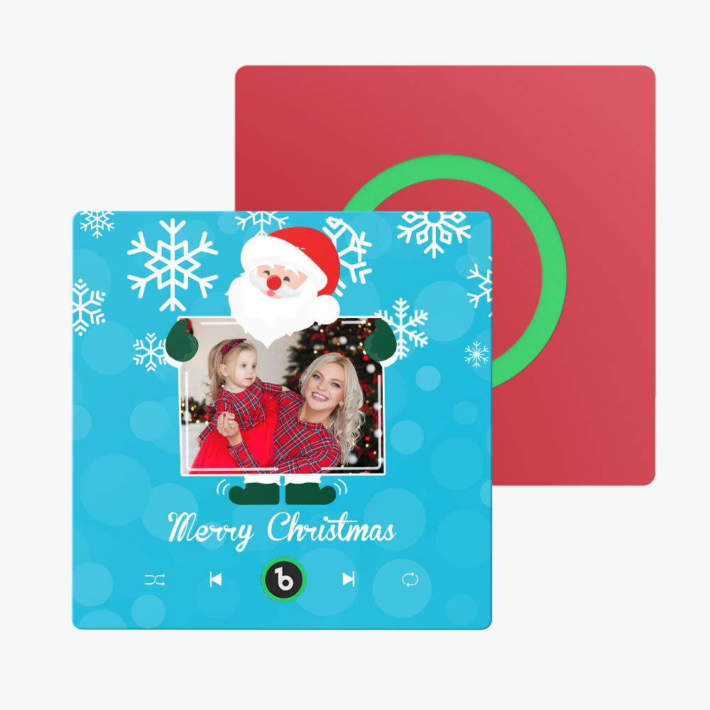 Individueller Kühlschrankmagnet Mit Musik Und Foto, Weihnachtsmann Und Schneeflocken, Kühlschrankmagnet Für Weihnachten - Fridgebeatsde