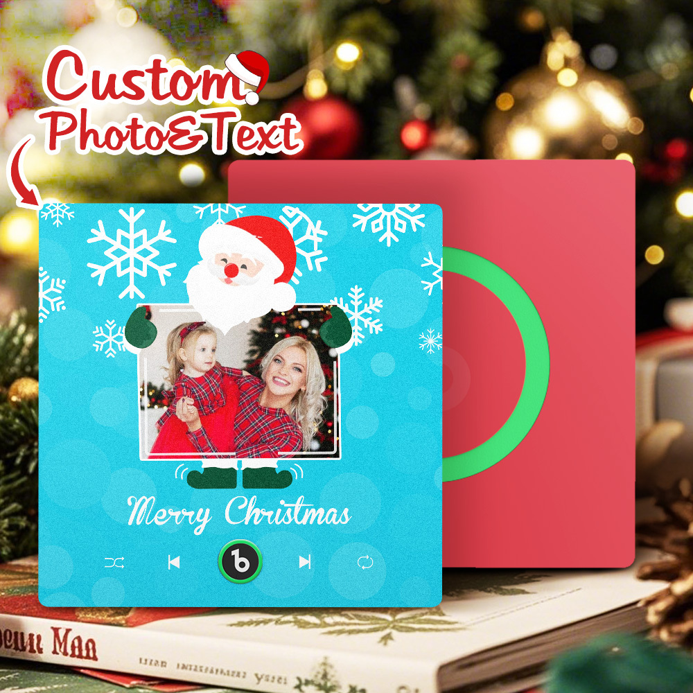 Individueller Kühlschrankmagnet Mit Musik Und Foto, Weihnachtsmann Und Schneeflocken, Kühlschrankmagnet Für Weihnachten - Fridgebeatsde